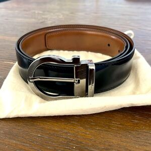 Salvatore Ferragamo Men’s belt black/brown leather w/ Gancio buckle sz 38
